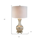 Elegant Table Lamp With White Linen Lamp Shade - Silver