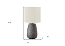 Ceramic Round Table Lamp With Ivory Drum Shade - Gray - HomeRoots - Table Lamps - Elite Enclave Home