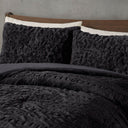 Blair - Ruched Fur Down Alternative King Comforter Set - Black