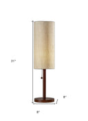 Solid Wood Standard Table Lamp With Beige Shade - Walnut