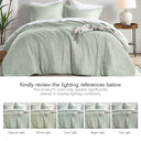 Camden - Twin/Twin Long Chambray Print Solid Comforter Set - Sage Green
