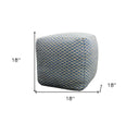 Wool Cube Trellis Pouf Ottoman - Blue And Beige