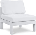 Nizuc Outdoor Armless Chair – white aluminum frame with waterproof fabric cushions
