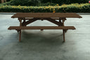 94" x 66" x 30" Solid Wood Outdoor Picnic Table With Umbrella Hole - Dark Brown