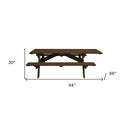 94" x 66" x 30" Solid Wood Outdoor Picnic Table With Umbrella Hole - Dark Brown
