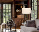 Metal Tripod Table Lamp With Off - White Drum Shade - Brown - HomeRoots - Table Lamps - Elite Enclave Home