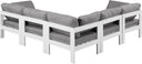 Nizuc - Outdoor Patio 5 Piece Modular Sectional With White Frame - Meridian Furniture - Stationary Sectionals- Elite Enclave Home