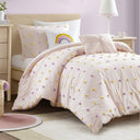 Callie - 4 Piece Twin/Twin Long Pom Pom Comforter Set - Pink Multi