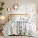 Imani - 3 Piece Full/Queen Printed Duvet Cover Set - Sage/Ivory
