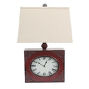 Vintage Metal Clock Base Table Lamp - Red
