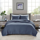 Keaton - Twin Reversible Coverlet Set - Navy
