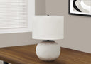 21" Ceramic Round Table Lamp With Drum Shade - Cream - HomeRoots - Table Lamps - Elite Enclave Home
