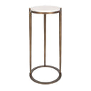 Mercier - Round Marble Accent Table - Brass / White