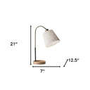 Metal Desk Table Lamp With White Shade - Natural Brown