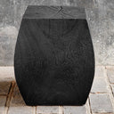 Uttermost Grove Black Wooden Accent Stool – handcrafted suar wood with rustic black finish and natural grain variations