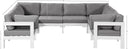 Nizuc - Outdoor Patio 8 Piece Modular Sectional With White Frame - Meridian Furniture - Stationary Sectionals- Elite Enclave Home