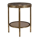 Cusano - Round Dark Marble Accent Table - Brass / Brown