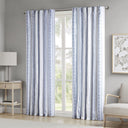Veronica - 50x95" Poly Printed Curtain Panel With Tufted Stripe And Lining - White/Navy - Madison Park - Curtains & Drapes - Elite Enclave Home