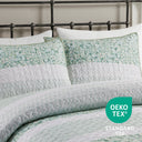 Caralie - 4 Piece King Seersucker Quilt Set With Throw Pillow - Green
