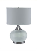 Gourd Bedside With White Shade - Silver