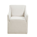 Charlotte - Slipcover Dining Arm Chair With Casters - Cream - Madison Park - Arm Chairs - Elite Enclave Home