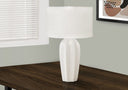 27" Ceramic Geometric Table Lamp With Drum Shade - Cream - HomeRoots - Table Lamps - Elite Enclave Home
