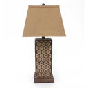Solid Wood Bedside Table Lamp With Brown Shade - Brown