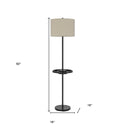 Tray Table Floor Lamp With Beige Drum Shade - Bronze - HomeRoots - Floor Lamps - Elite Enclave Home