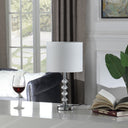 18" Metal Table Lamp With White Globe Shade - Silver