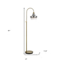 Adjustable Arc Floor Lamp With Antiqued Brass Mirrored Glass Novelty Shade - Brass - HomeRoots - Floor Lamps - Elite Enclave Home