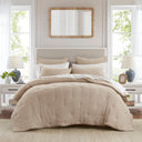 Breeze - Full/Queen Cotton Gauze Embroidered Quilt Set - Taupe