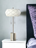 Metal Table Lamp With Geometric Laser Cut Metal Shade - Silver