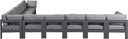 Nizuc - Outdoor Patio 10 Piece Modular Sectional With Gray Frame