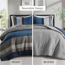 Boulder Stripe - Full/Queen Pieced Comforter Set - Blue