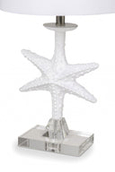 Coastal Star Fish Table Lamps Coastal With White Drum Shades (Set of 2) - Clear And White