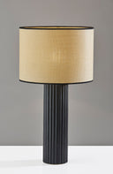 Ceramic Cylinder Table Lamp With Beige Drum Shade - Black - HomeRoots - Table Lamps - Elite Enclave Home