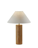 Solid Wood Cylinder Table Lamp With White Cone Shade - Natural - HomeRoots - Table Lamps - Elite Enclave Home