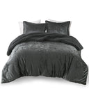 Mira - 3 Piece Full/Queen Crushed Velvet Sherpa Reversible Comforter Set - Charcoal - Intelligent Design - Comforters & Sets - Elite Enclave Home