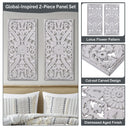 Botanical Panel - Botanical Panel Distressed Carved 2 - Piece Wall Decor Set - Antique Brown - Madison Park - Wall Decor - Elite Enclave Home