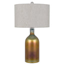 Glass Novelty Table Lamp With Gray Drum Shade - Gold