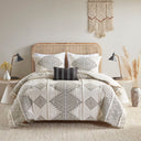 Ibiza - 4 Piece Printed Comforter Set With Throw Pillow - Black / Ivory