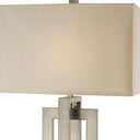 Iron Geometric Table Lamp With Ivory Shade - Nickel