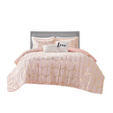 Raina - Metallic Printed Comforter Set - Blush / Gold