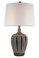Primo Tall Table Lamp With White Lamp Shade - Brown