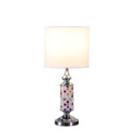 Bedside Table Lamp With Drum Shade - Silver / White