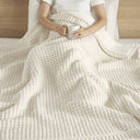 Rowan - Waffle Knit Chenille Throw - Ivory - Madison Park - Throws - Elite Enclave Home