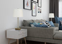 Metal USB Table Lamp With Off - White Empire Shade - Nickel - HomeRoots - Table Lamps - Elite Enclave Home