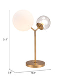 Metal Bedside Table Lamp With Clear Globe Shade - Copper