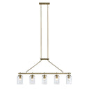 Curiana - 5 - Light Linear Chandelier With Textured Glass Shades - Antique Brass - INK+IVY - Chandeliers - Elite Enclave Home