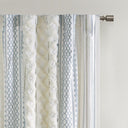 Imani - Cotton Printed Curtain Panel With Chenille Stripe and Lining - White / Navy - INK+IVY - Curtains & Drapes - Elite Enclave Home